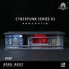 Cyberpunk Series 05 model kit featuring a detailed garage diorama with lighting elements.