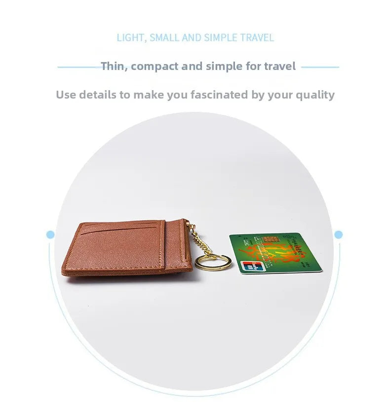 Slim Zippered Card Wallet for Women - Compact Multi-Slot Purse