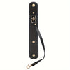 Schwarzes Vintage-Lederhandschuhriemen und Handtuchhalter mit Messing-Hardware.