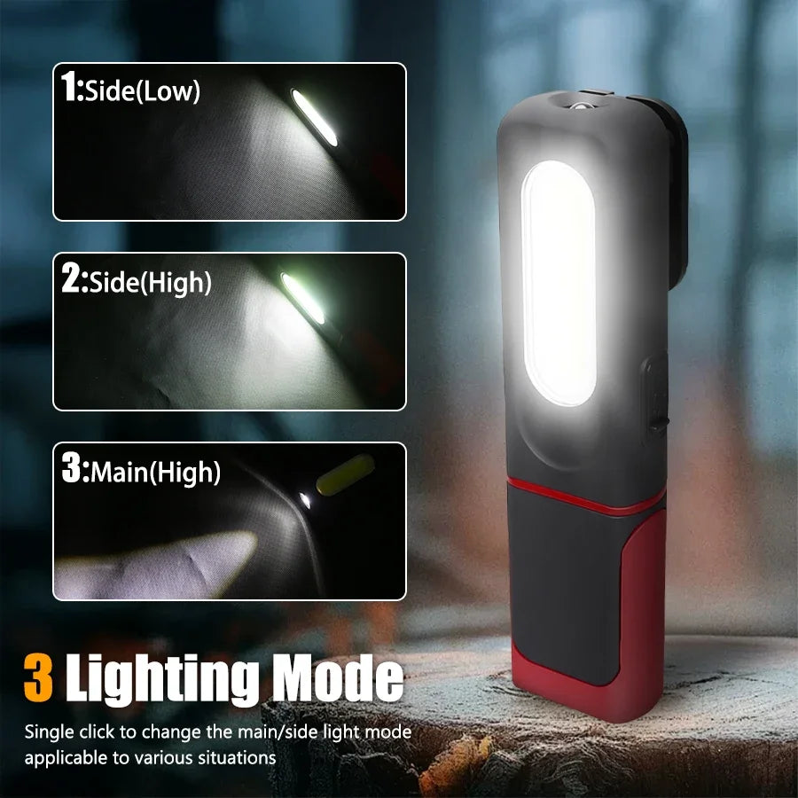 Rechargeable COB Work Light with Magnetic Base and Hanging Hook