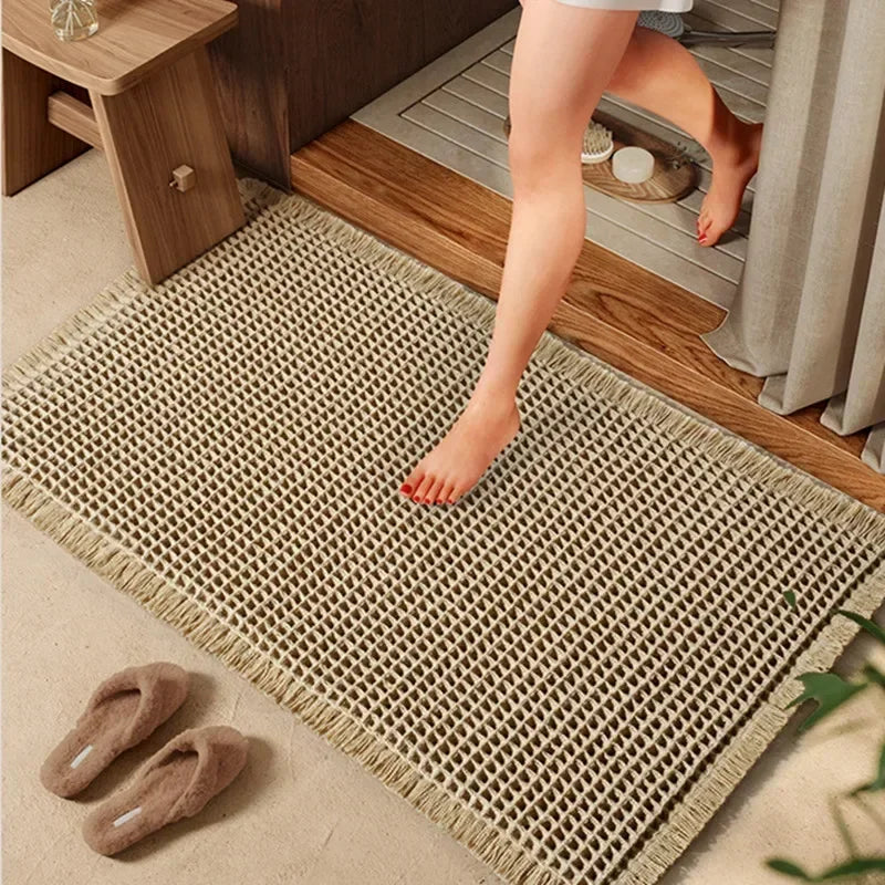 Waffle Weave Bath Mat with Non-Slip Backing
