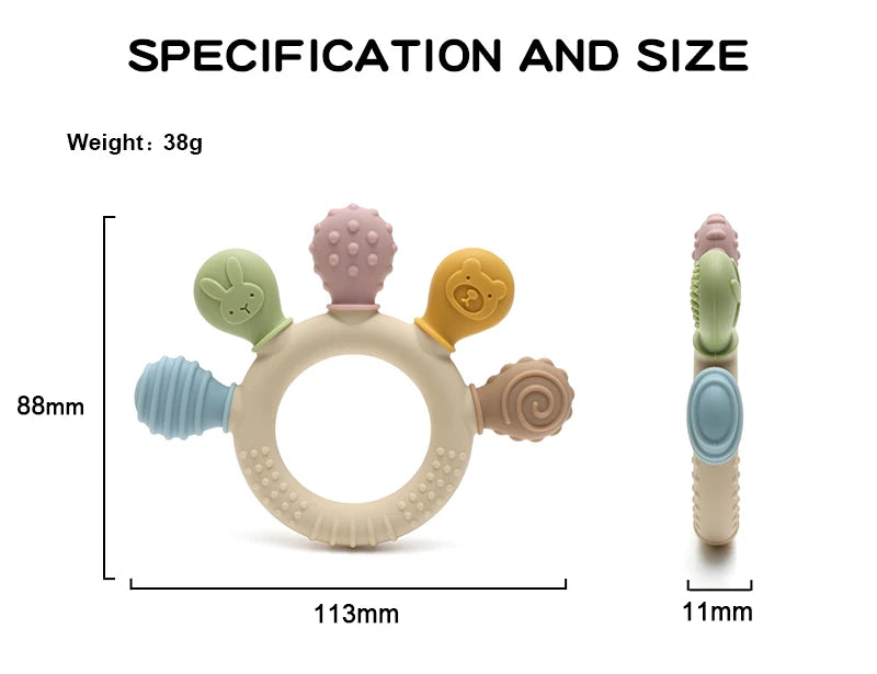 Silicone Baby Teether Ring with Sensory Beads