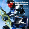 A futuristic armored figure holds a large capacity battery and an LED sword for full battle energy.