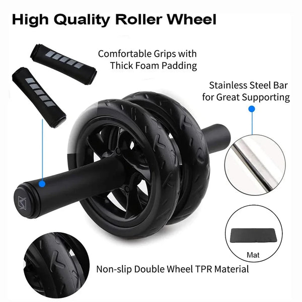 Rouleau noir de haute qualité avec rembourrage en mousse épaisse et barre en acier inoxydable pour le support