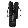 Black waterproof oxford cloth trumpet bag with padded protection and silver trumpets inside