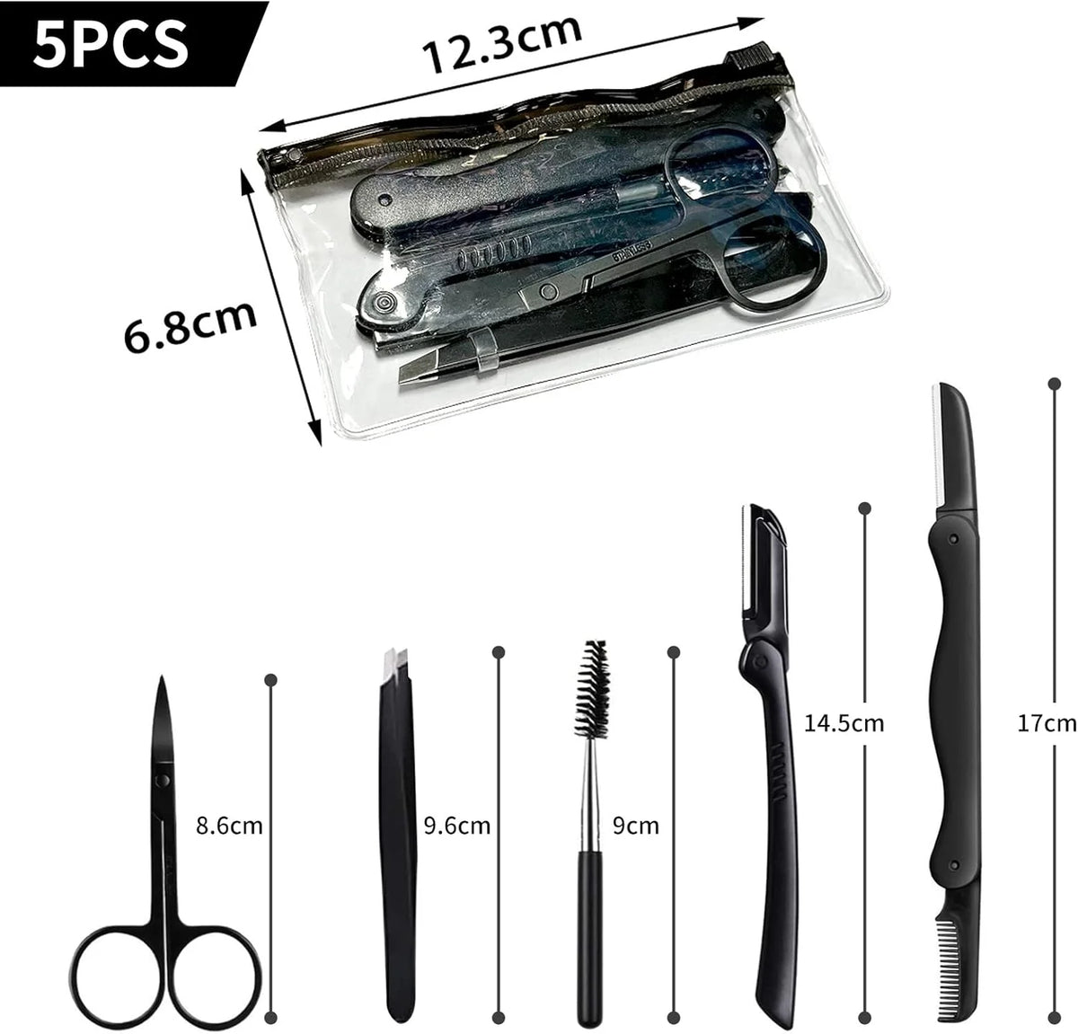 Professional Eyebrow Trimming Kit with Stainless Steel Tweezers
