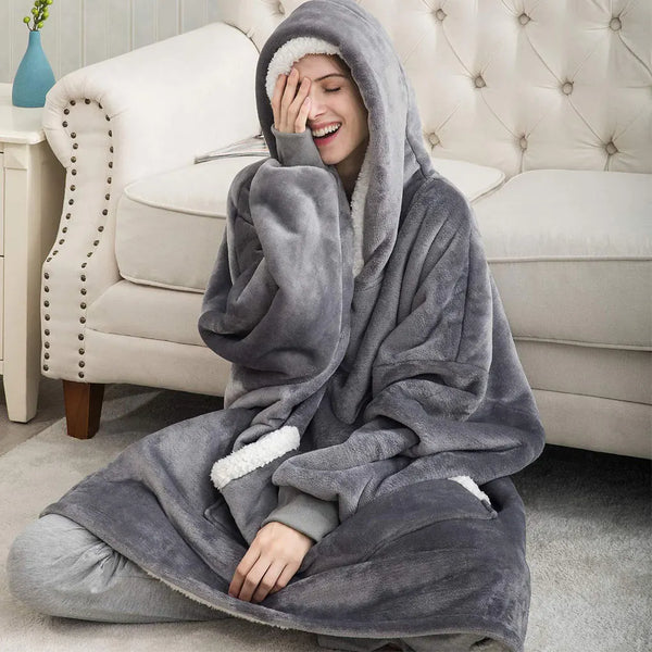 Oversized Flannel & Sherpa Blanket Hoodie