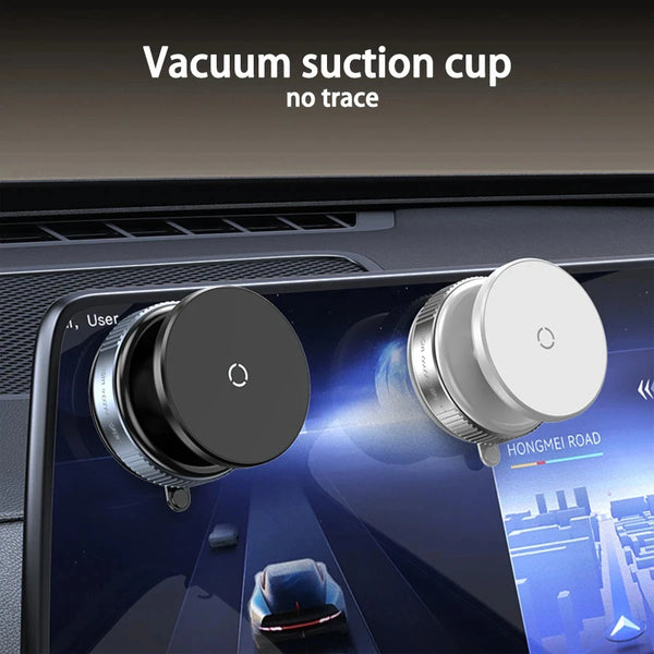 A close-up of a vacuum suction cup used to mount a phone on a car interior surface.