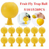 A set of yellow fruit fly trap balls for indoor and outdoor pest control.