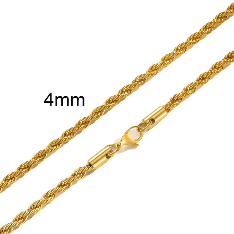 Stainless Steel Rope Chain Necklace