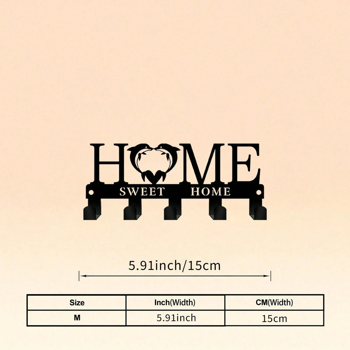Black rustic iron wall hooks for home organization featuring the word HOME and SWEET HOME