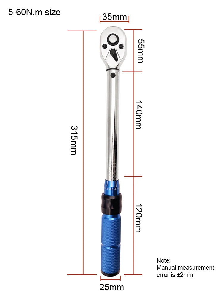 3/8" Drive Torque Wrench (5-60 N.m) with ±3% Accuracy