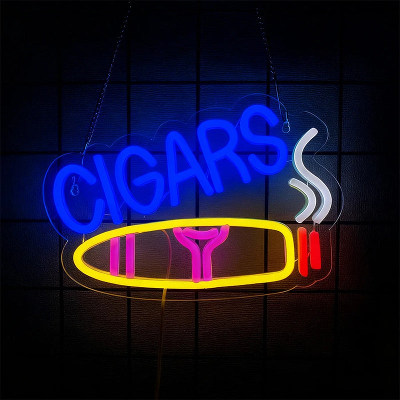 Cigar-Themed LED Neon Wall Sign