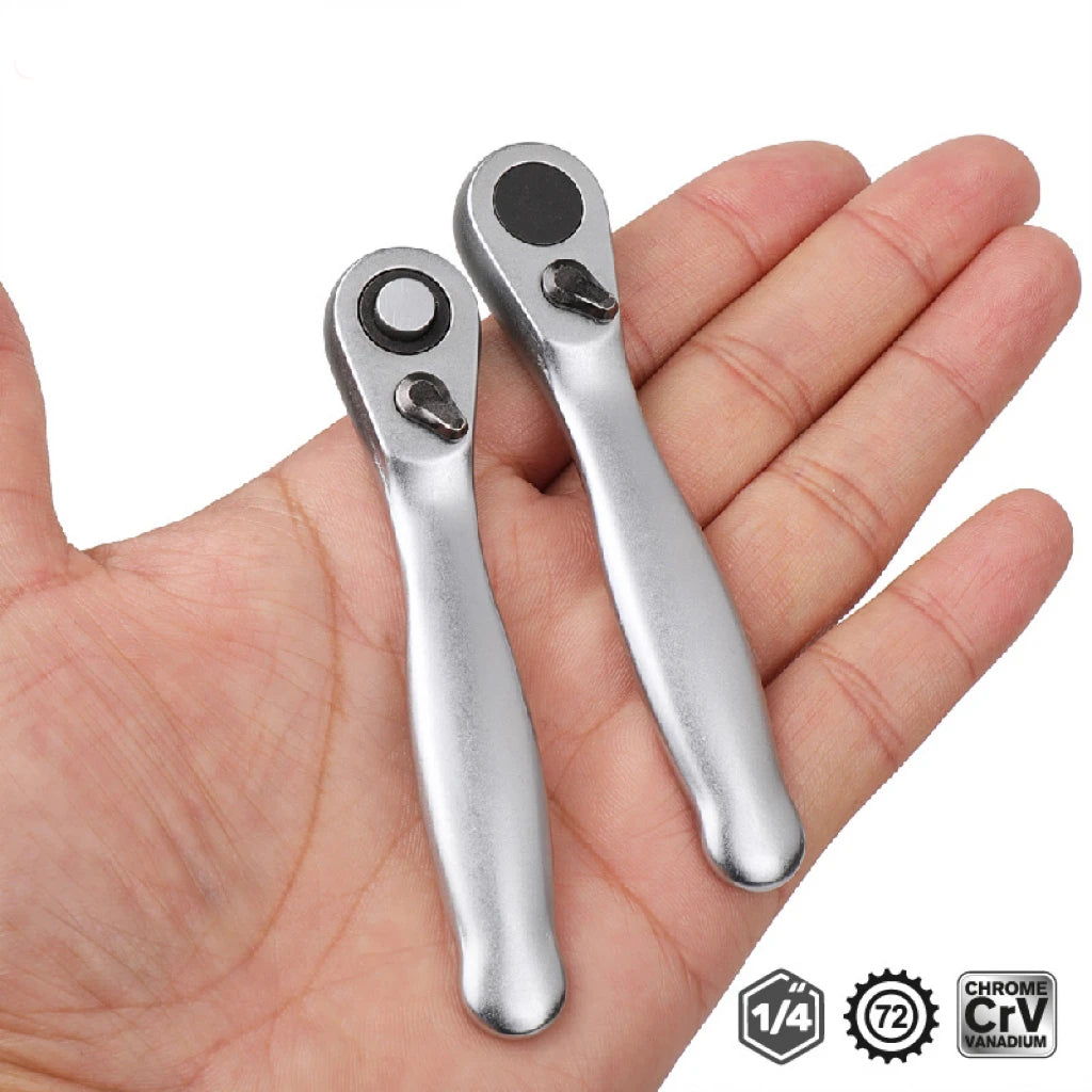 Compact 2-in-1 Ratchet Wrench with Socket and Bit Drives