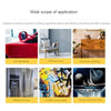 A collection of various spray paint applications including car, wall, furniture, metal, and graffiti painting.