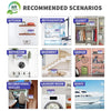 Recommended scenarios showing reusable moisture absorber boxes in kitchens, refrigerators, closets, bathrooms, basements, gar