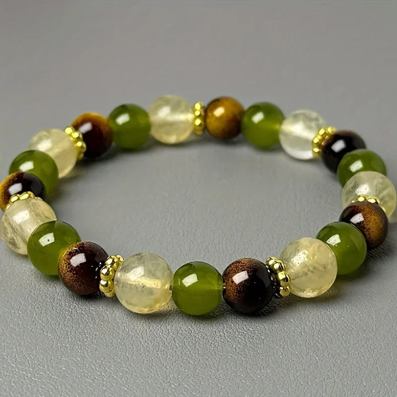 Bracelet Équilibrant Œil de Tigre et Citrine