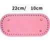 Pink oval PU leather bag bottom for DIY crochet and knitted bags, measuring 22cm by 10cm.