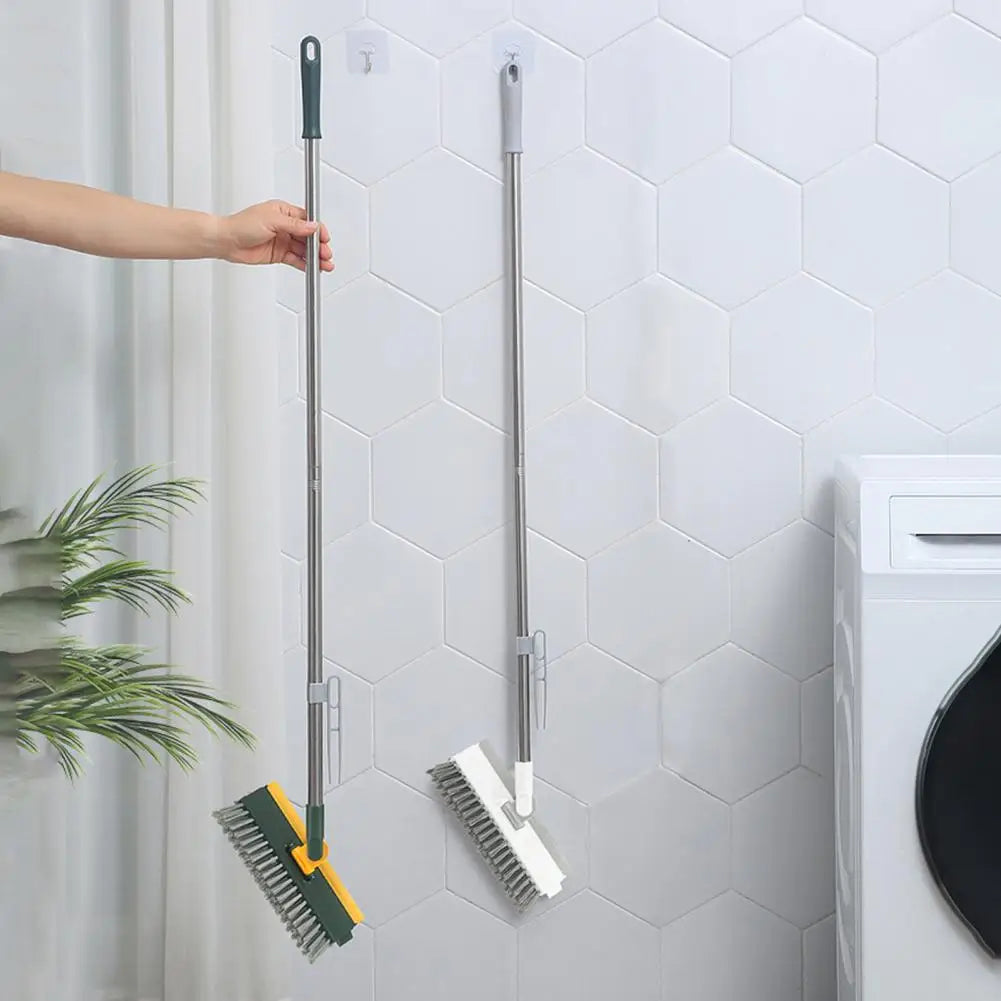 Rotatable Long-Handle Floor Scrub Brush with Squeegee