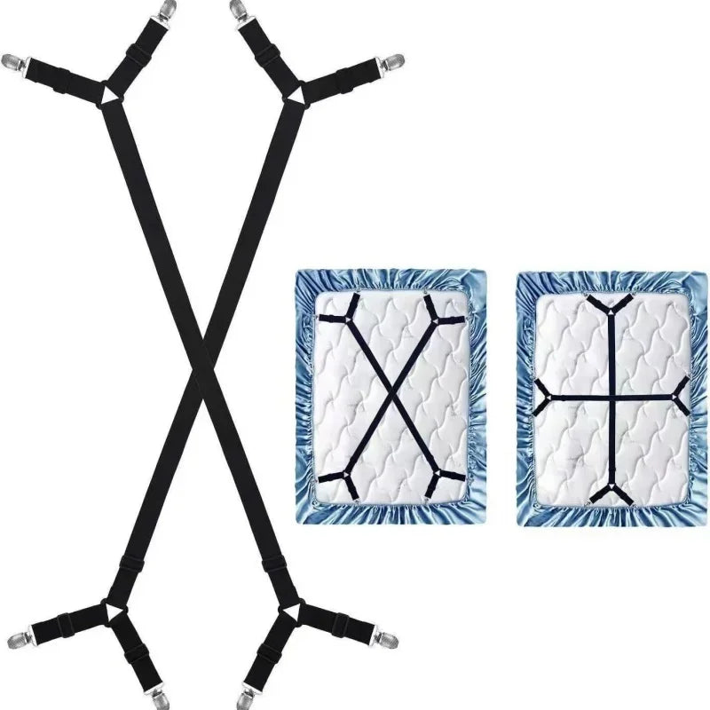 Adjustable Bed Sheet Holder Straps with Non-Slip Clips