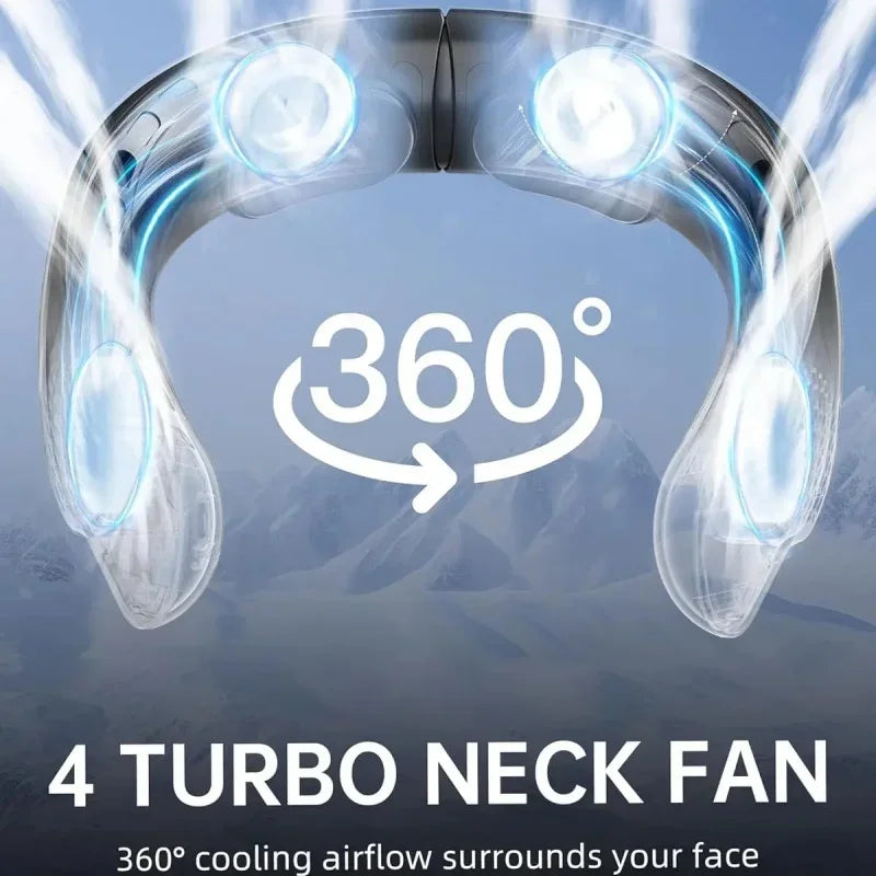 Portable Bladeless Neck Fan with 4000mAh Battery & LED Display
