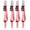 Four pink durable polyester luggage straps with black buckles and metal rings