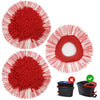 Drei Ersatzwischköpfe für eine O-Cedar EasyWring Spinmop in rot und weiß.
