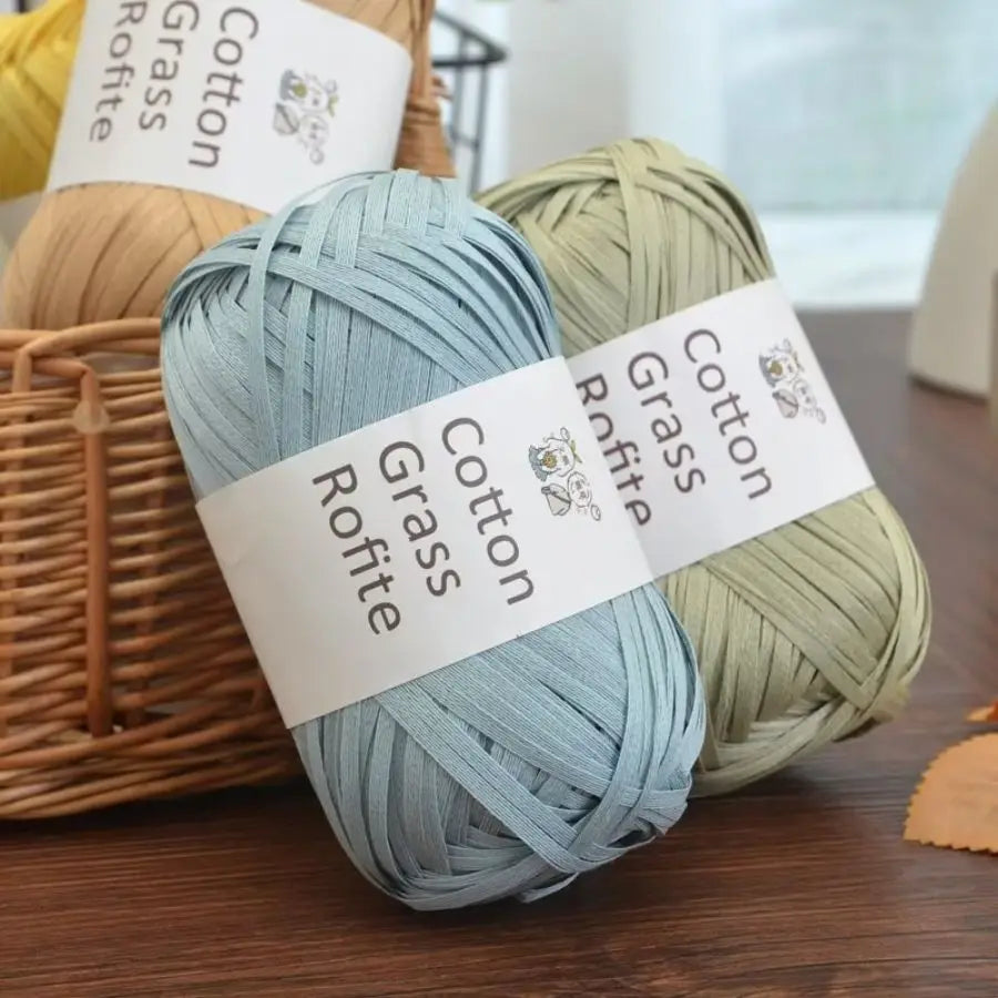 Natural Cotton Raffia Yarn – 3 Ball Set for Crochet, Knitting & Crafting