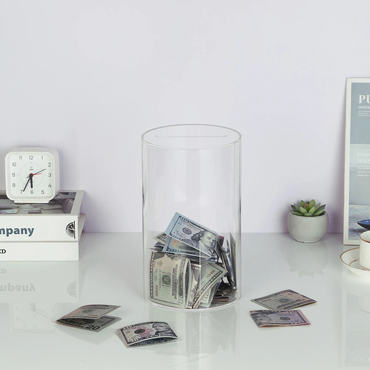 Clear Acrylic Piggy Bank for Adults and Kids