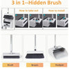 A set of 3 hidden brushes, including a brush, broom, and dustpan, with aluminum handles shown for installation.