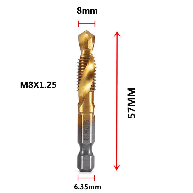 Metric Thread Tap Set - Titanium Coated HSS Drill Bits