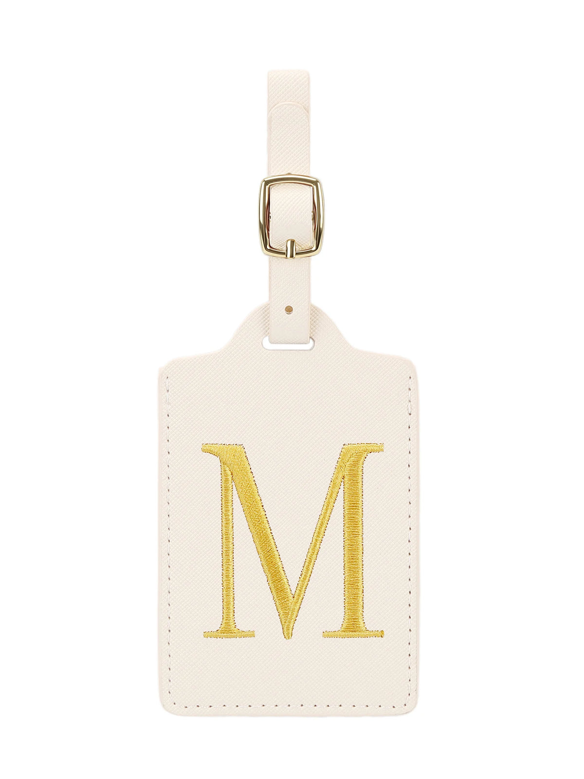 Personalized Embroidered Leather Luggage Tag with Letter Initial