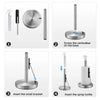 Instructions showing how to assemble a stainless steel paper towel holder with a built-in spray bottle.