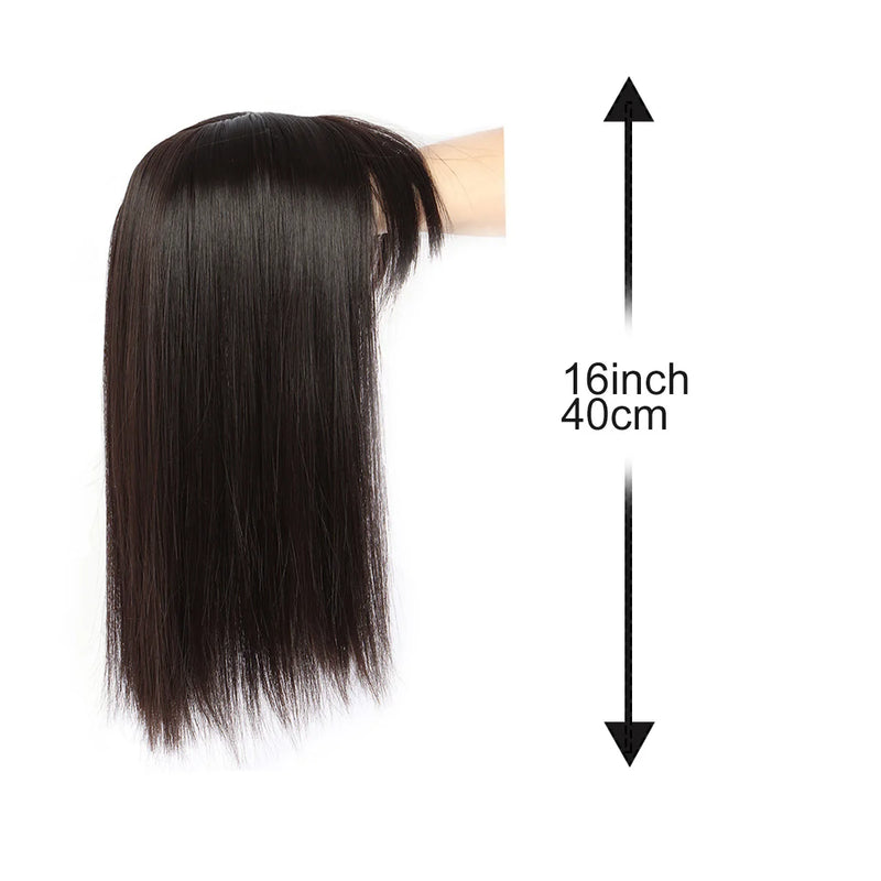 16-Inch Straight Hair Topper with Bangs