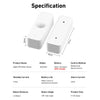 A white smart motion sensor device shown from the side with specifications listed below it.