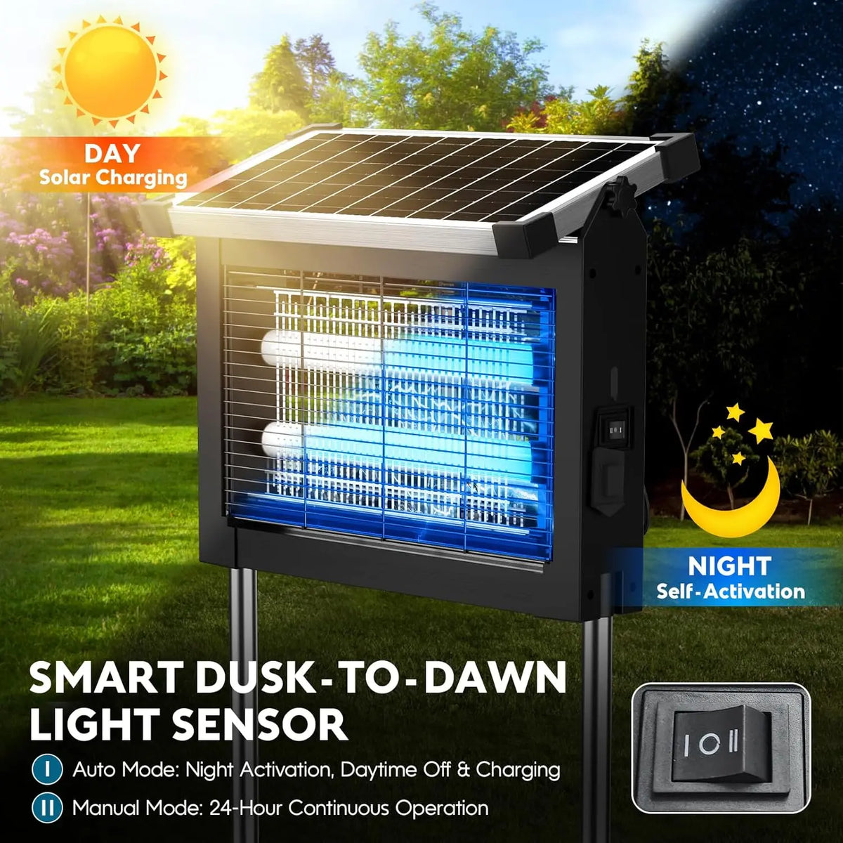 Solar-Powered Bug Zapper for Outdoor Use