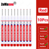 A set of red long nib marker depth markers for woodworking and construction