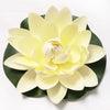 A pale yellow lotus flower with green leaves used for pond and garden decor.