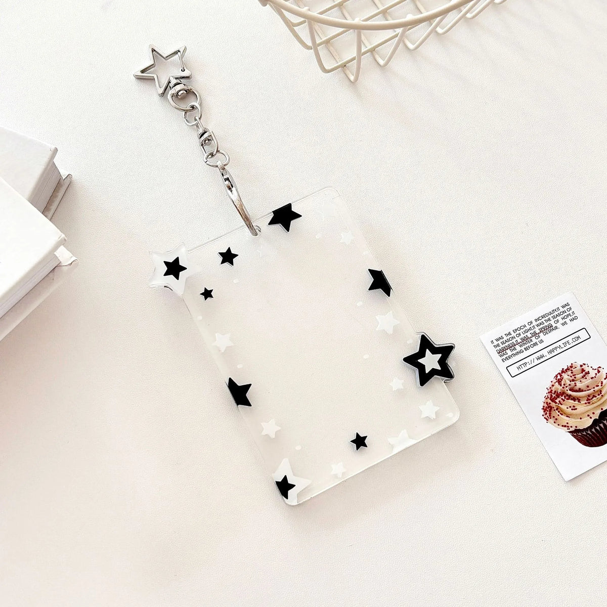 Transparent Acrylic Photocard Holder with Star Pendant Keychain