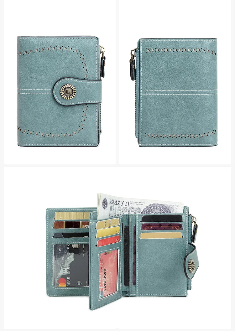 Vintage RFID-Blocking Tri-Fold Wallet with Ample Storage
