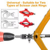 Universal scissor jack rings adapter for drills and impact drivers shown with two types of jack rings.
