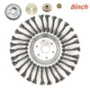 8 inch heavy-duty steel wire wheel brush for lawn mowers and trimmers with multiple bristles