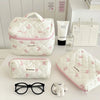 Bow Print Makeup Bag with Large Capacity