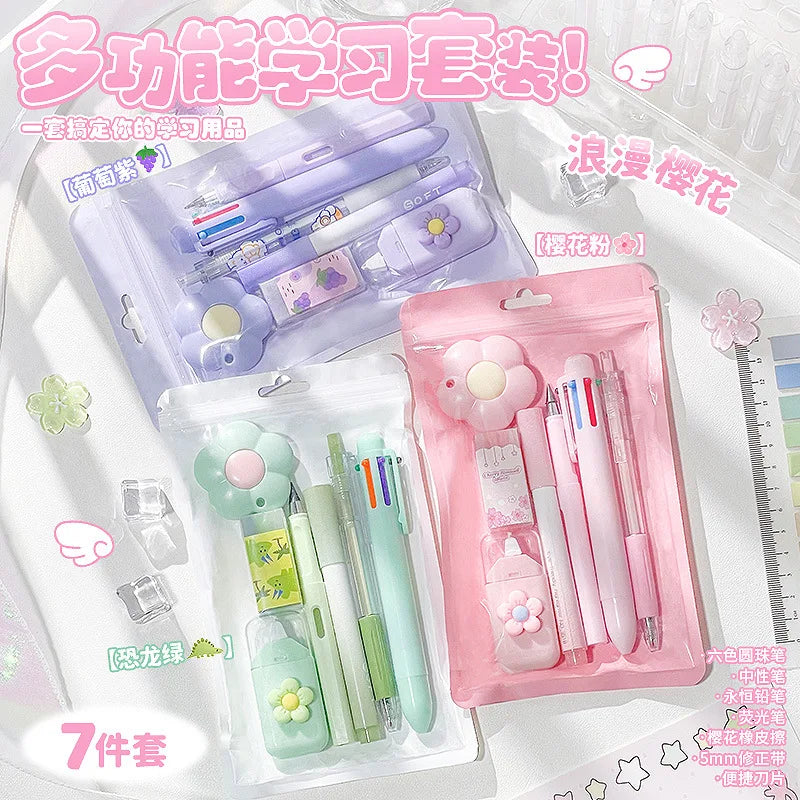 Kawaii Cartoon School Supplies Gift Set