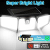 A super bright light featuring a solar panel and multiple LED lights, shown in a close-up view.