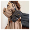Women's Retro PU Leather Shoulder Bag with Multiple Pockets & Detachable Charm