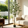 Lifelike Artificial Olive Tree in Black Pot with Natural Wood Trunk