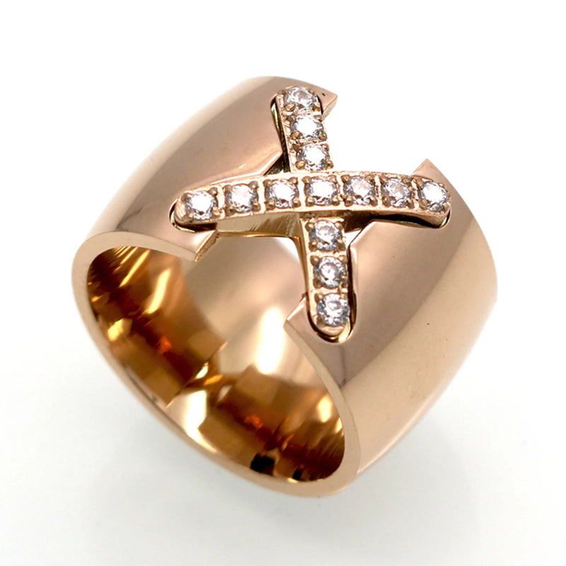 Gold Pave CZ Cross Ring