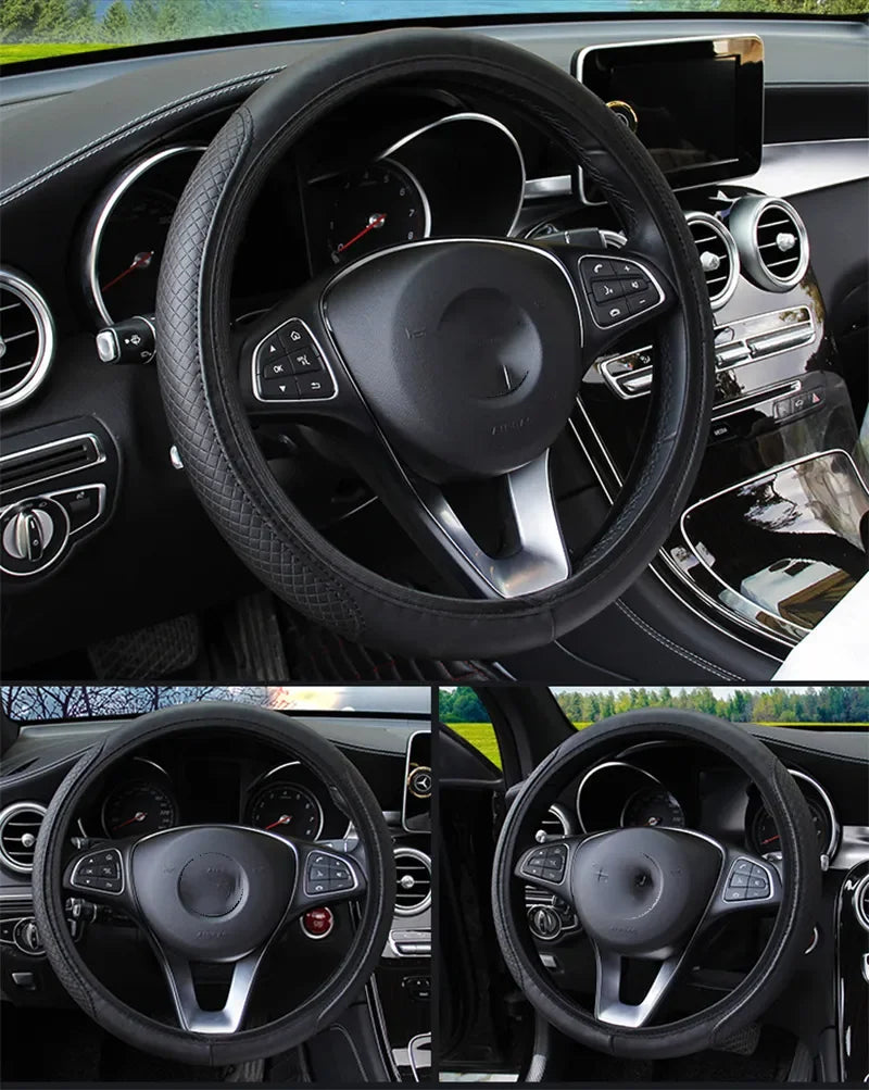 Premium Anti-Slip Leather Car Steering Wheel Cover