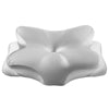 A smooth, light gray satin-like cervical pillowcase with a contoured shape.